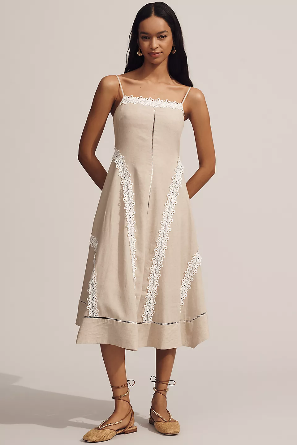 パーティードレス BHLDN Applique Square-Neck Fit & Flare Midi Dress BHLDN Fit-and-Flare Midi Dress | Anthropologie