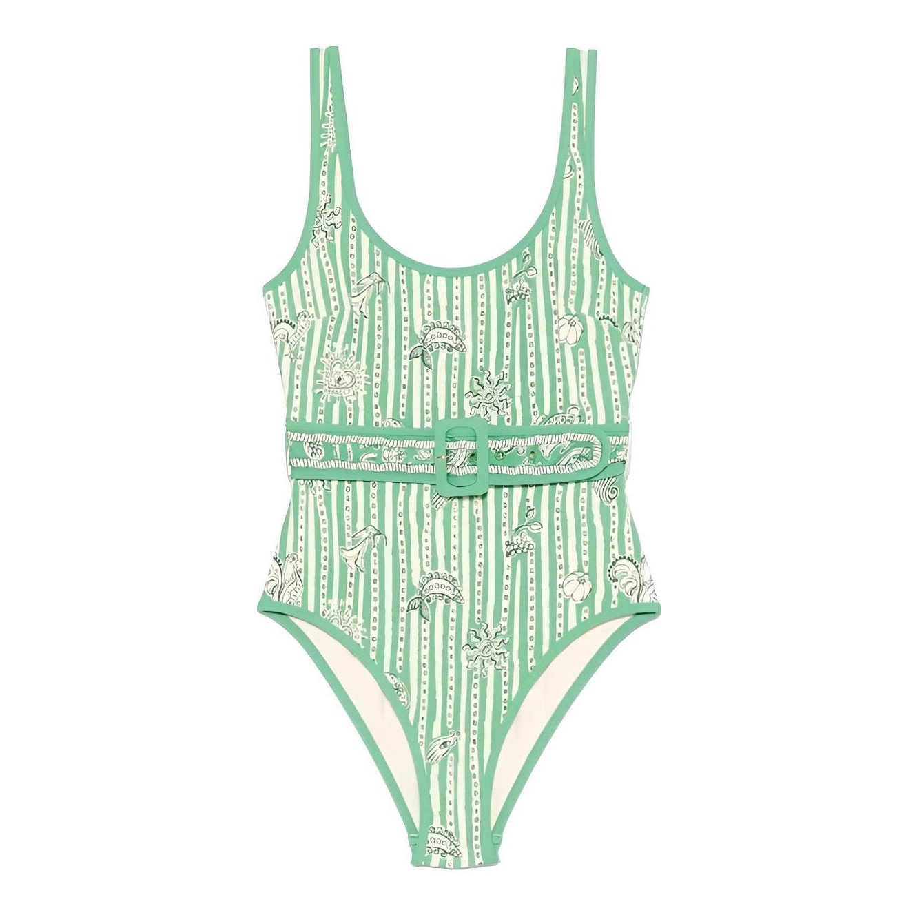Zimmermann | Lucky Strapless Belted Printed Swimsuit