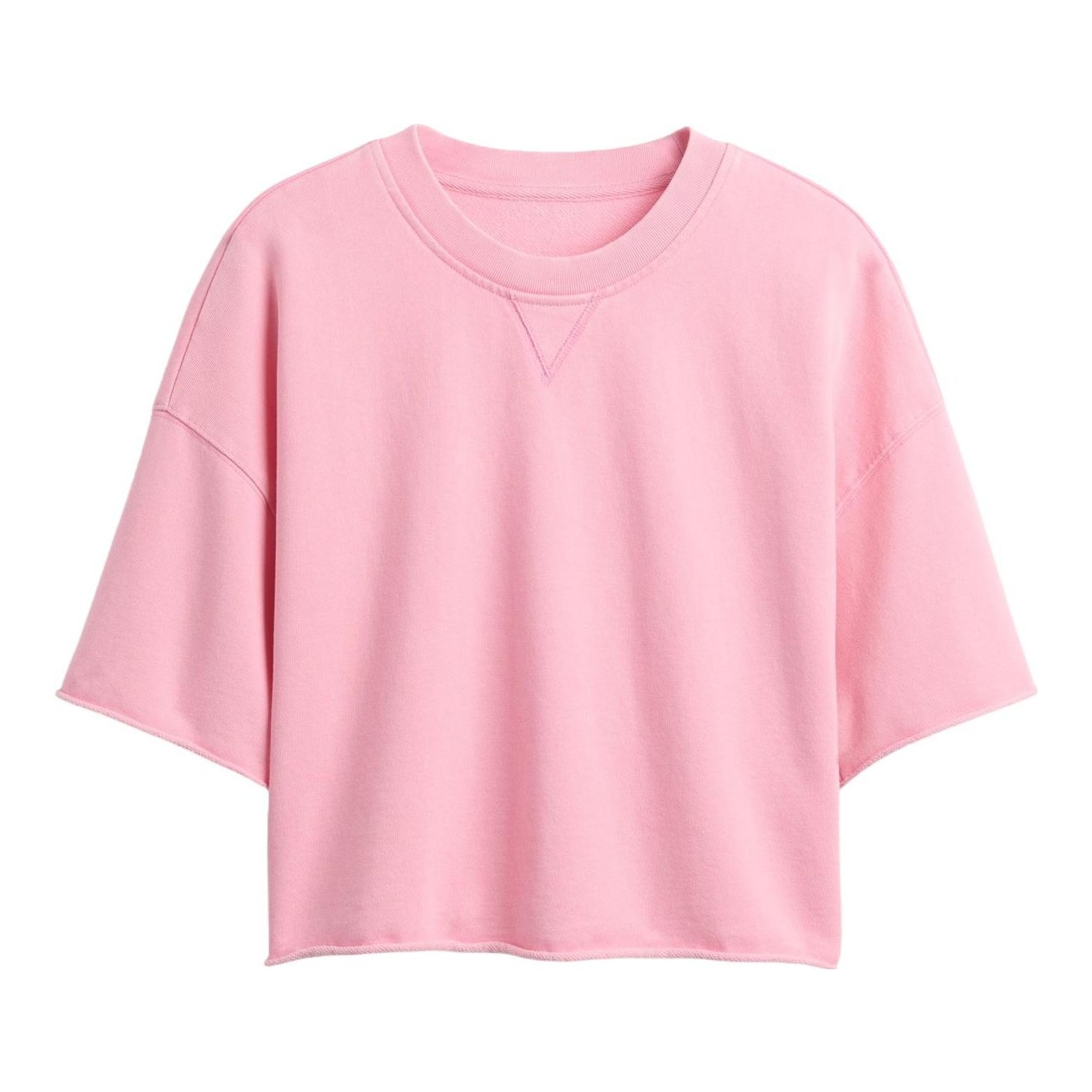 French Terry Rolled-Hem Crop Sweatshirt