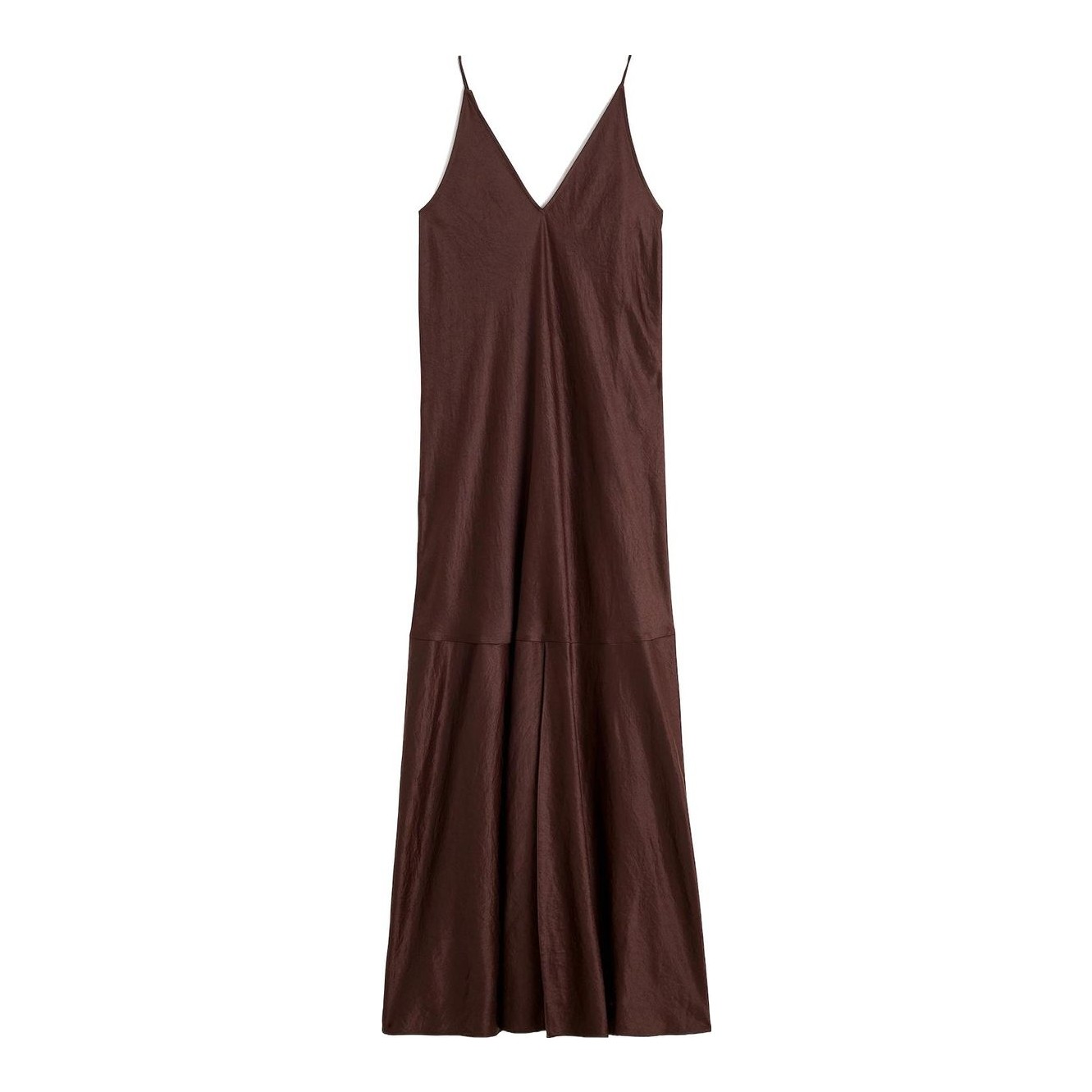 Massimo Dutti | Long Satin Dress With Round Neckline