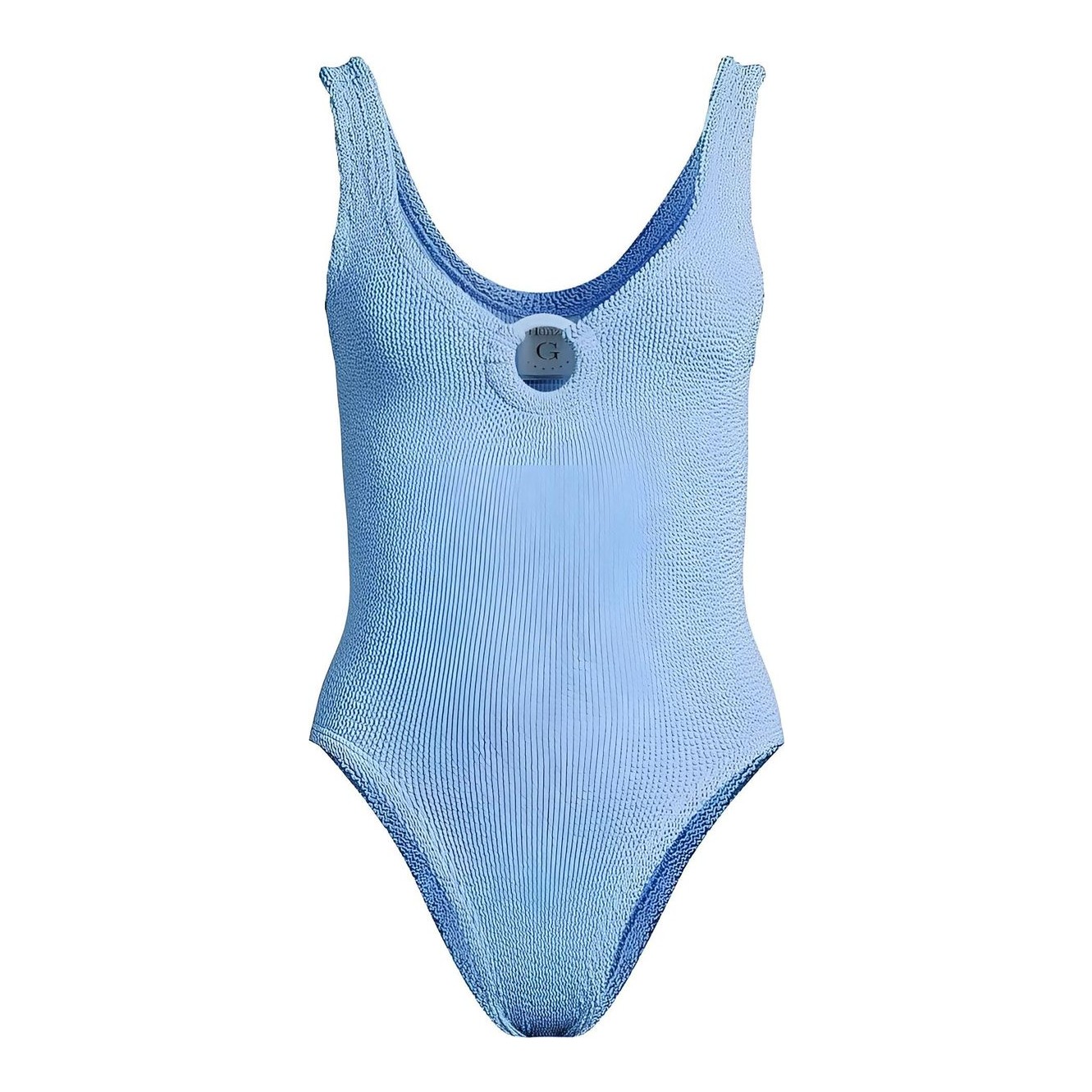 ワンピース水着 Hunza G CELINE SWIM COVERED HOOP (SCELINETX CORNFLOWER) Hunza G Celine One Piece with Tonal Hoops - Cornflower