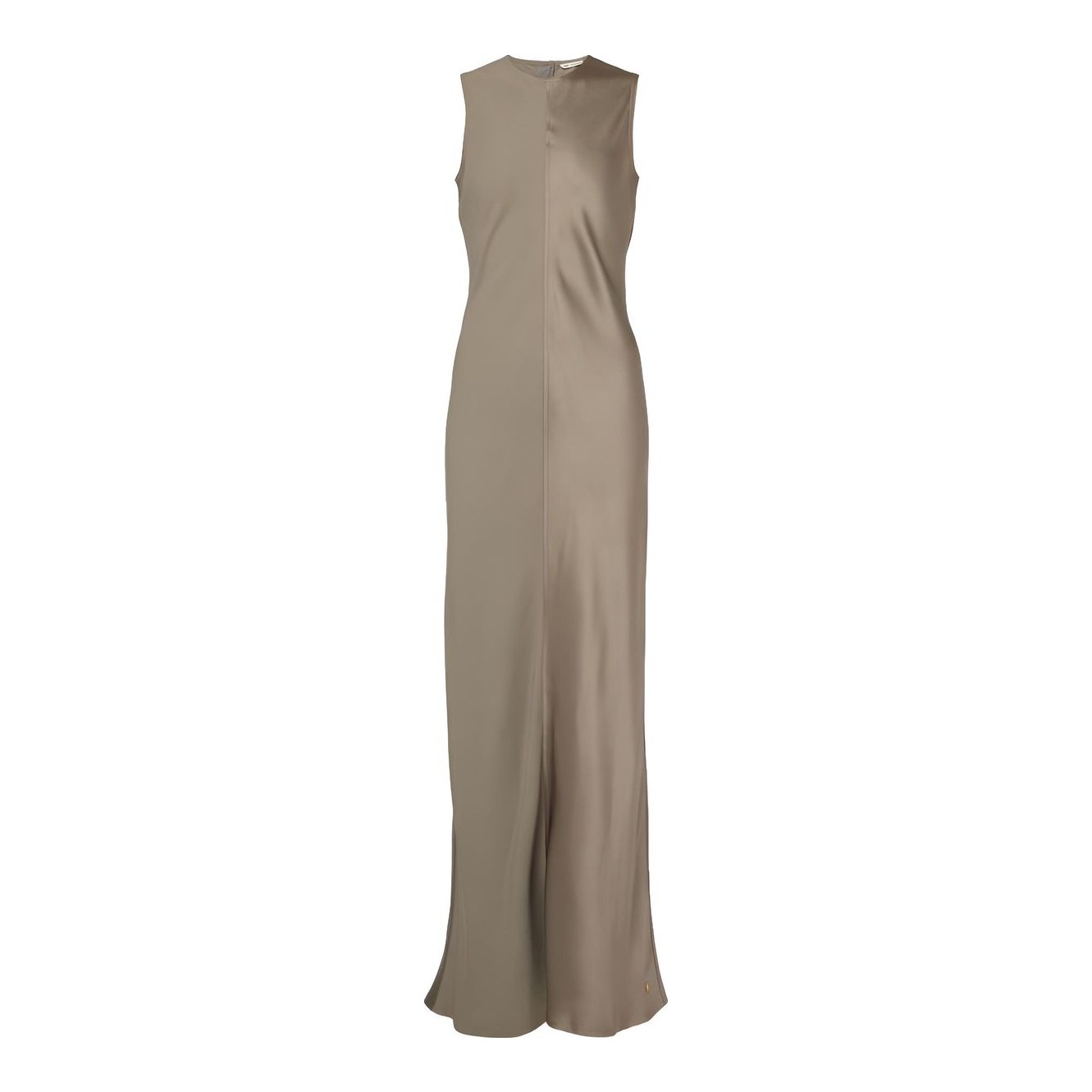 Massimo Dutti | Long Satin Dress With Round Neckline