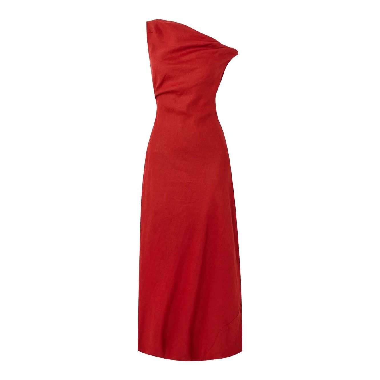 Massimo Dutti | 100% Linen Round Neck Midi Dress
