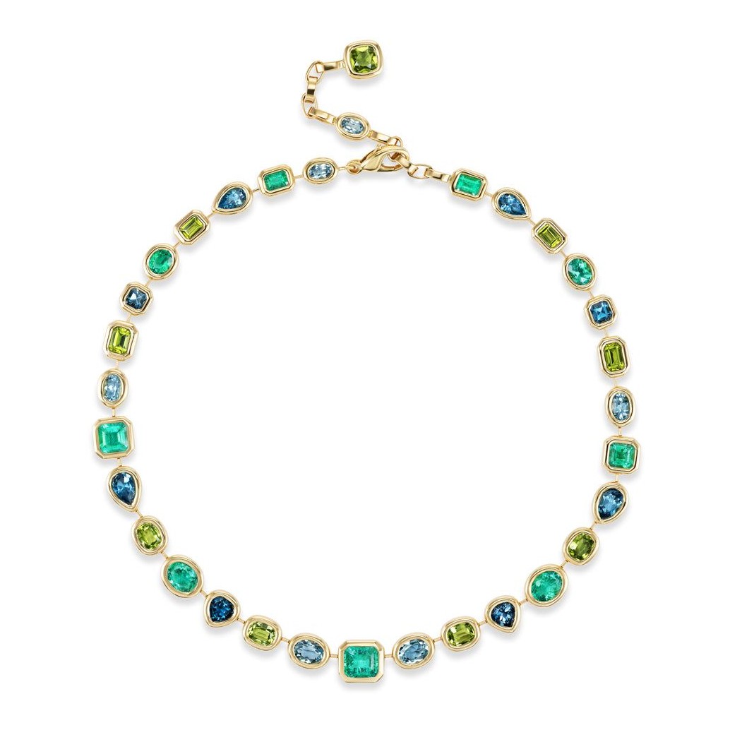 One of A Kind Pillow Necklace with Mixed Shape Birthstones