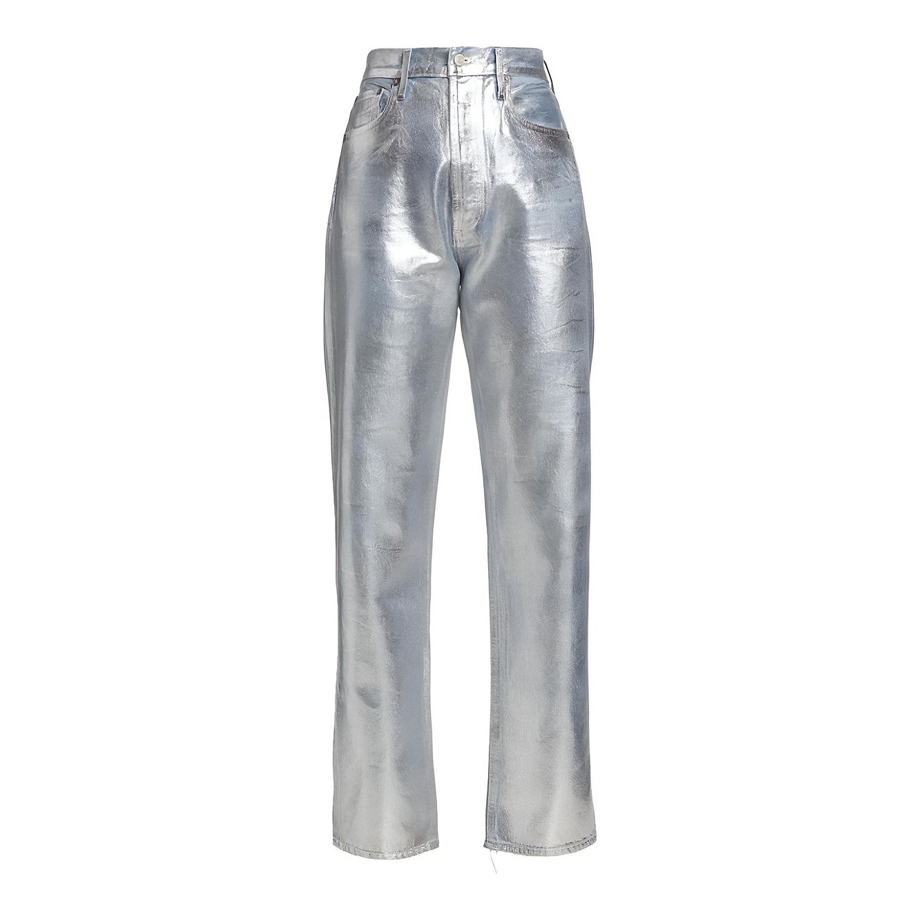 Massimo Dutti | Mid-Rise Wide-Leg Metallic-Effect Jeans