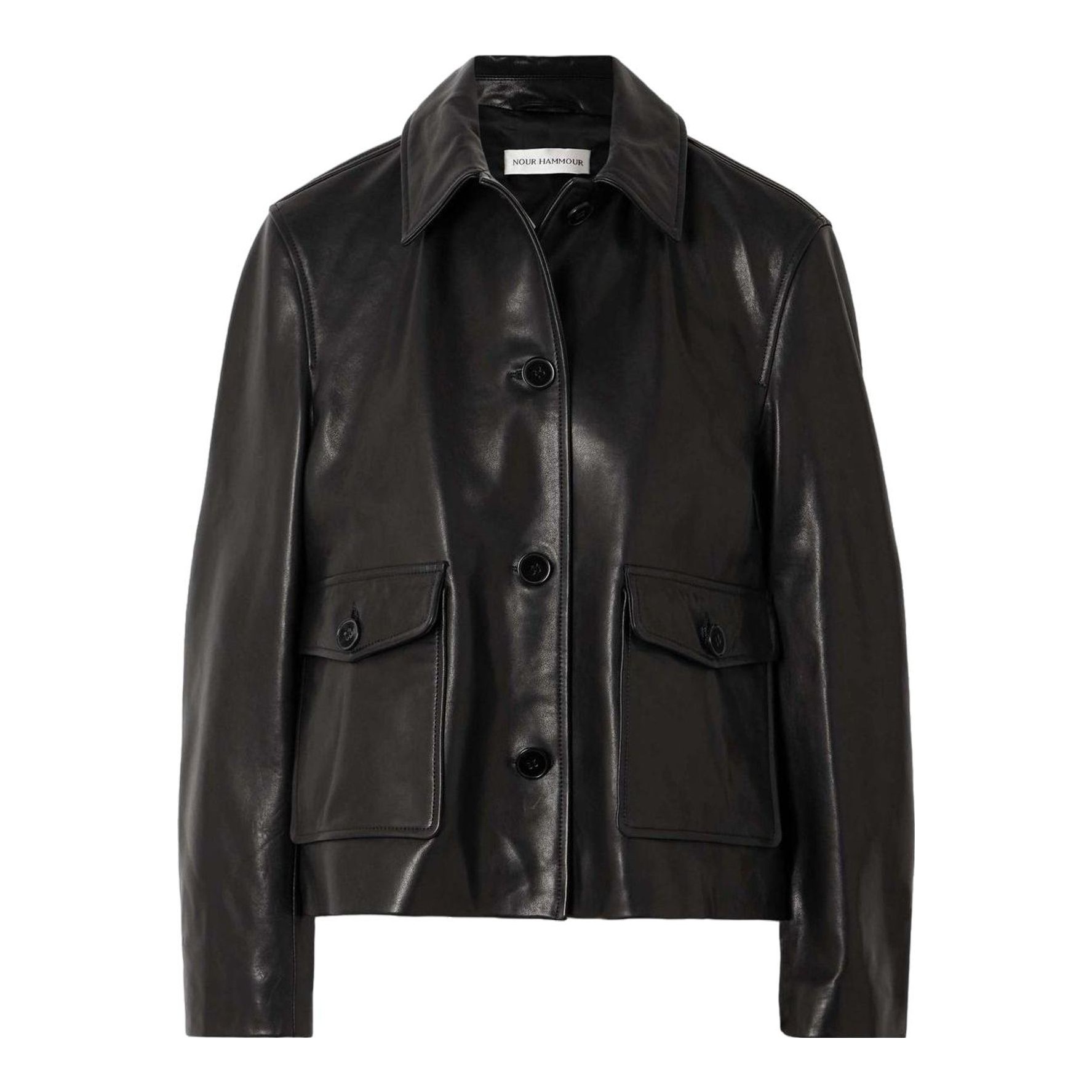 Nour Hammour | Layla scarf-detail leather jacket